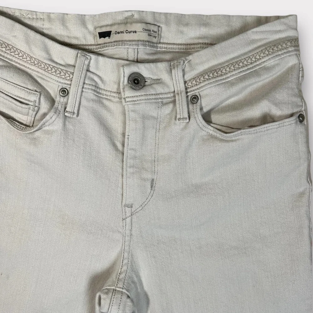 Levis (27) Demi Curve Jean Ecru Classic Rise Slim Leg - Picture 3 of 6